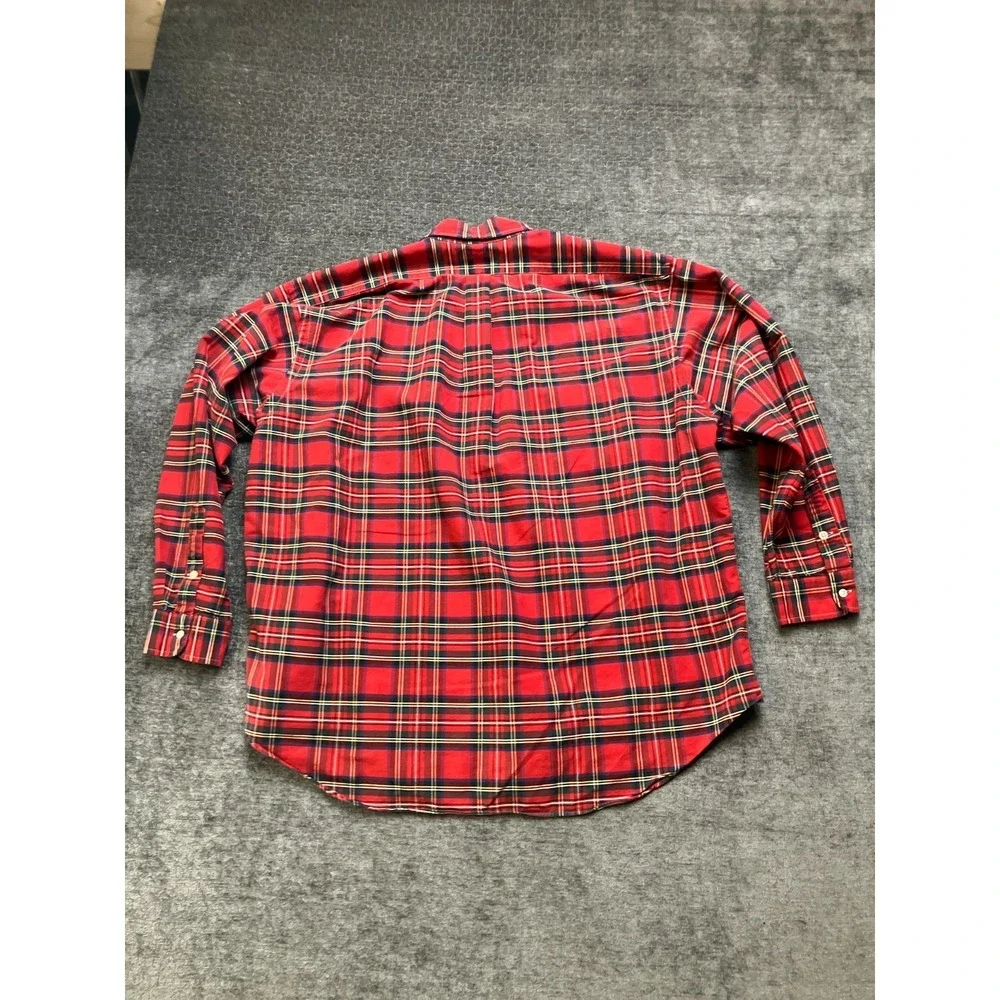 Ralph Lauren Big Shirt Mens‎ XL Red Plaid Cotton Collared Button Down Pony Logo